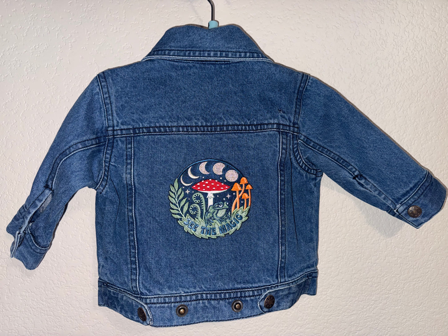 Celestial Mushies Denim Patch Jacket - 6-12 months