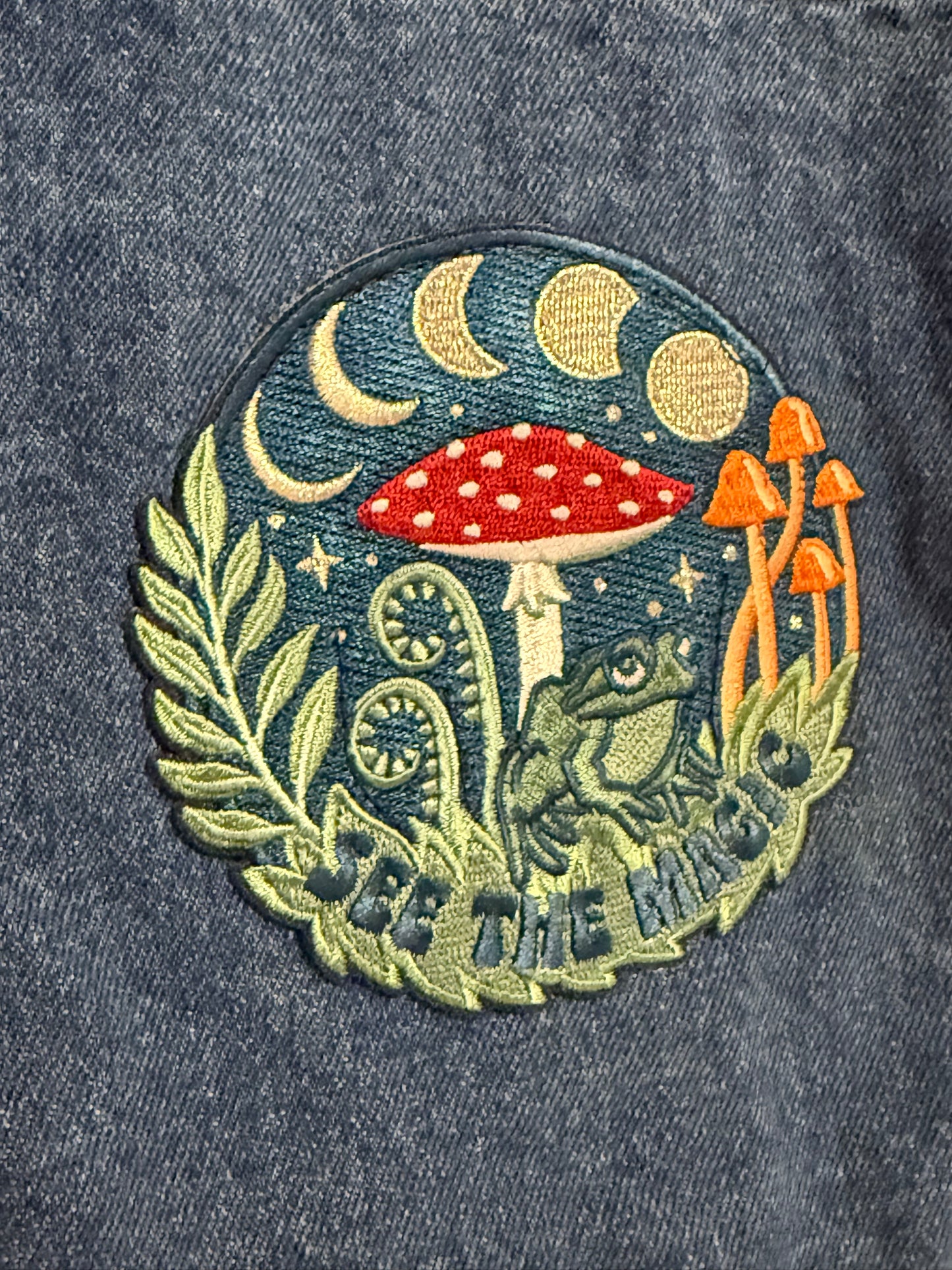 Celestial Mushies Denim Patch Jacket - 6-12 months