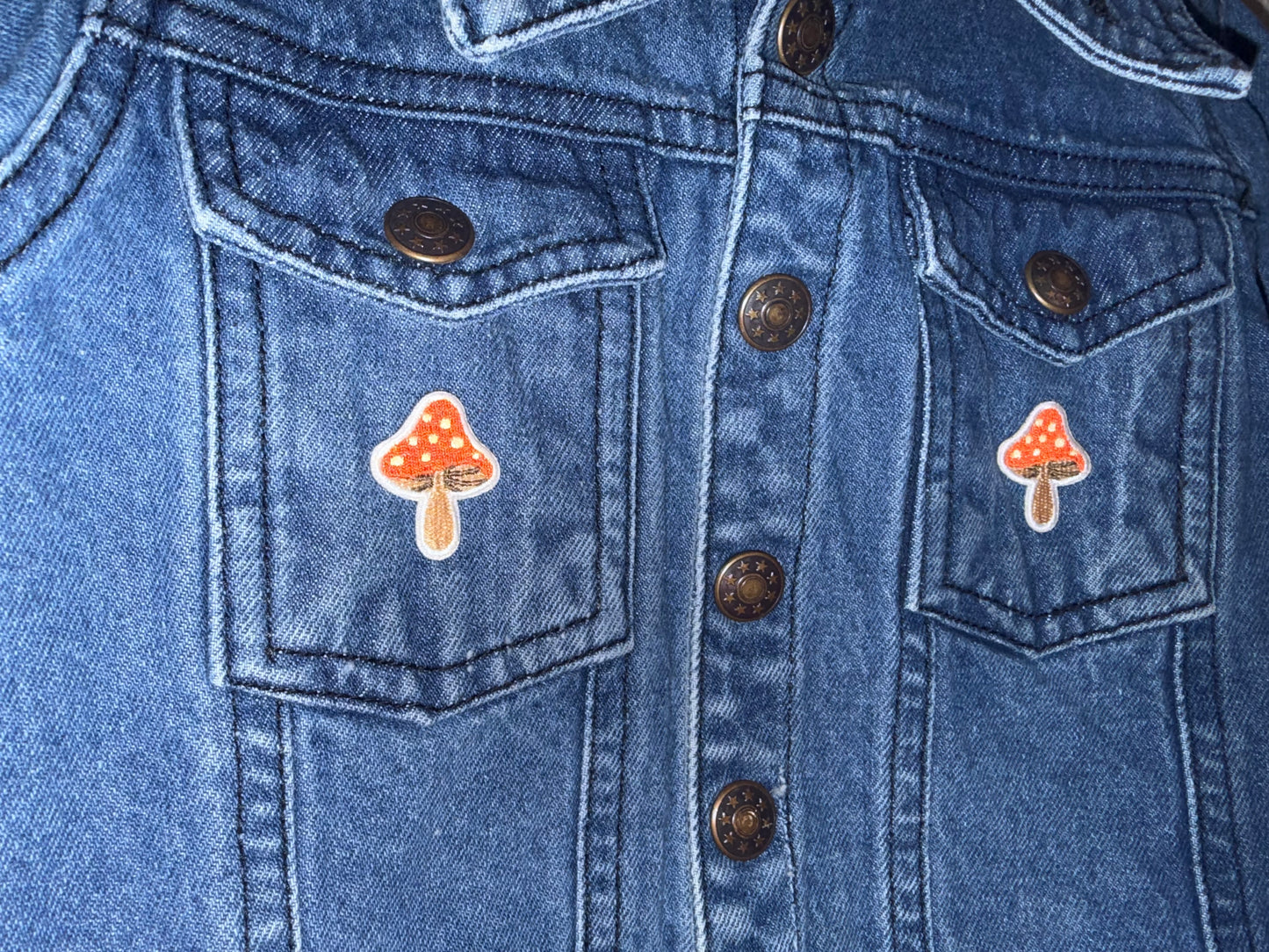 Celestial Mushies Denim Patch Jacket - 6-12 months